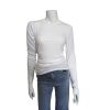 Clothing Bobi | Side Shirred Ribbed Long Sleeve Crewneck In White