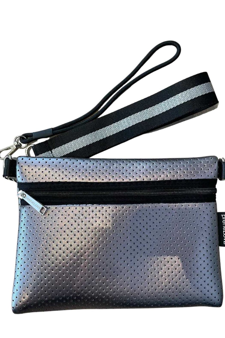 Accessories Prenelove | Wristlet Gun Metal Perforated Silver