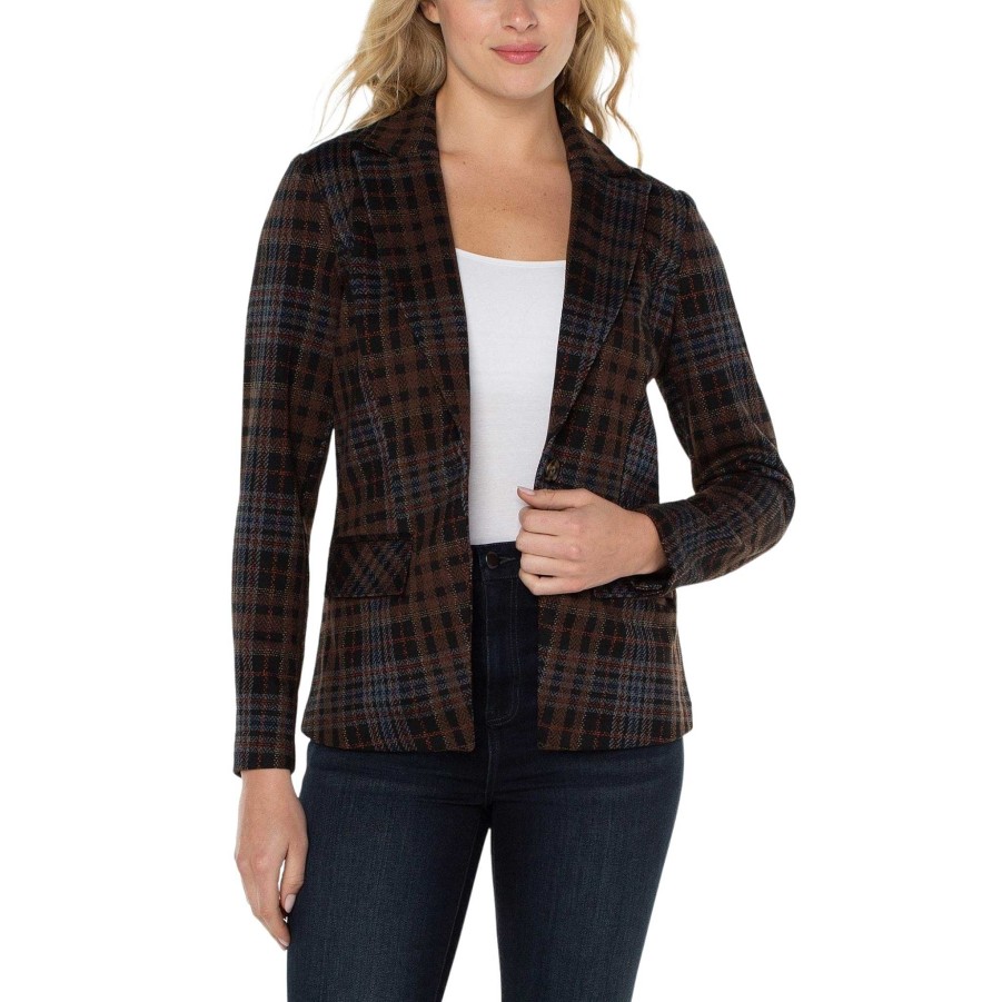 Clothing Liverpool | Black/Brown Plaid Blazer