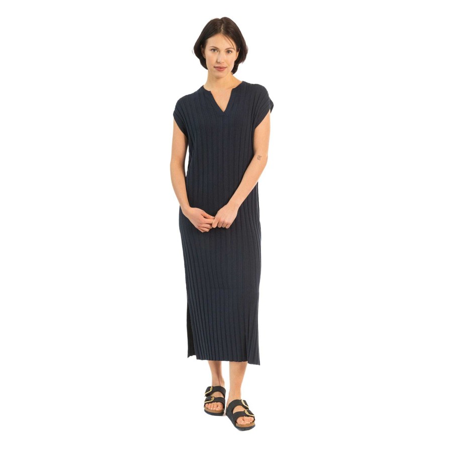 Clothing Paper Label | Nadia Wide Ribbed Dress Midnight Blue