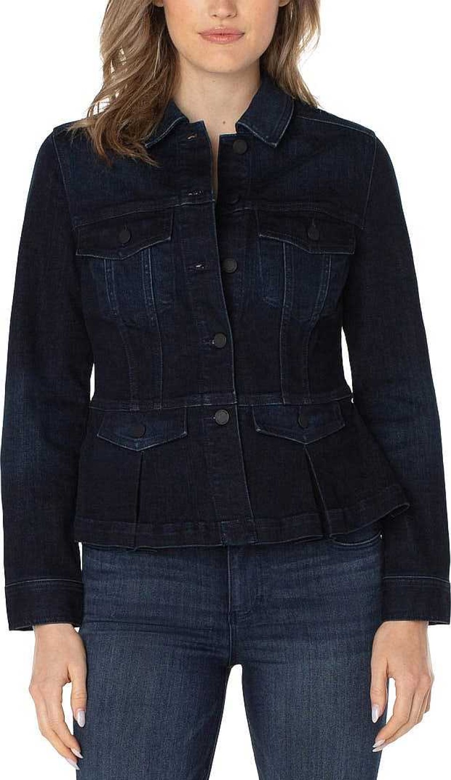 Clothing Liverpool | Dark Denim Peplum Jacket Lucien