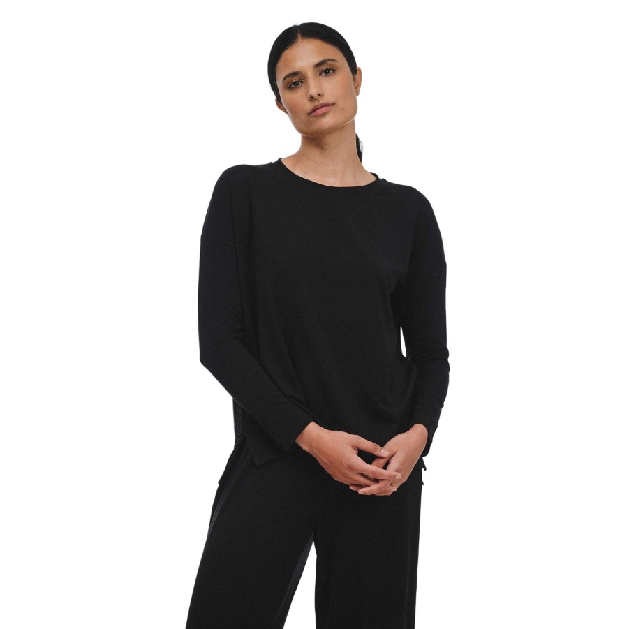 Clothing Paper Label | Everette Longsleeve Top In Black