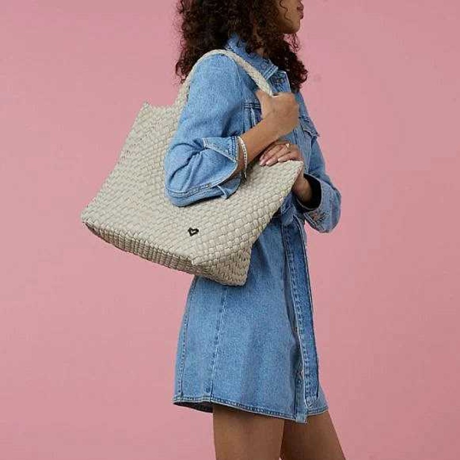 Accessories Prenelove | London Large Woven Tote In Tan