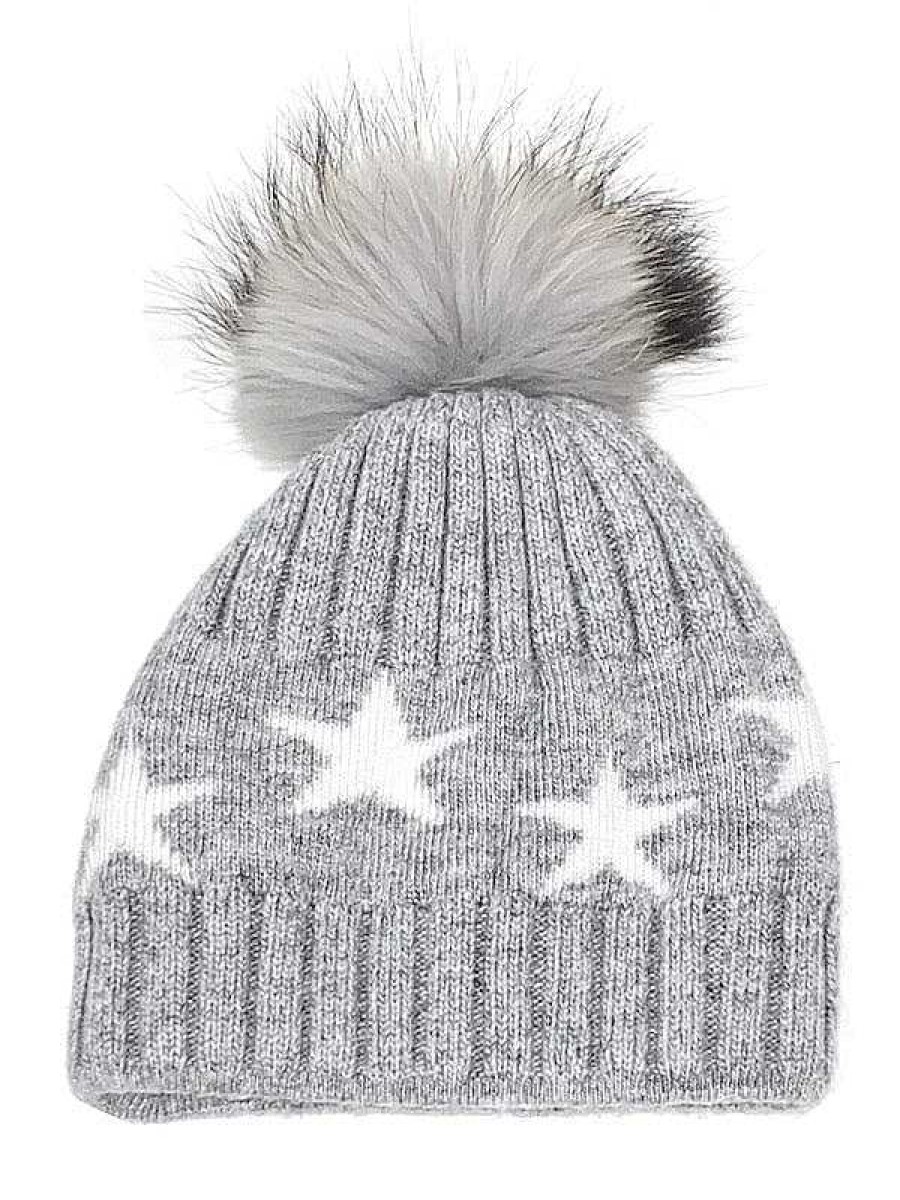 Accessories PNYC | Pnyc Kelly Toque- Grey/Off White Stars Grey With Off White Stars