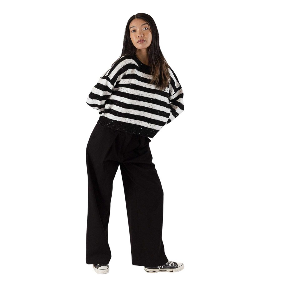 Clothing Lyla u0026 Luxe | Jessie Flecked Striped Sweater Black/White Fleck