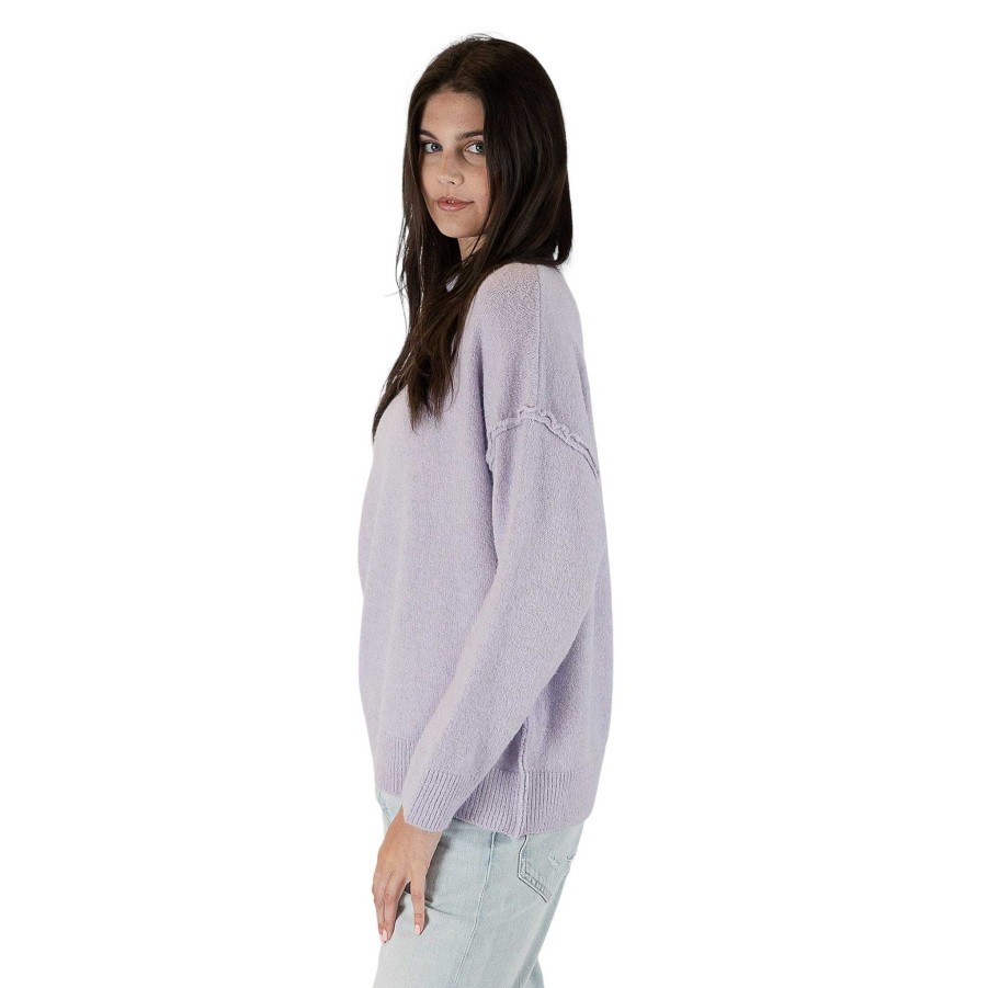 Clothing Lyla u0026 Luxe | Ella Eco Lightweight Mockneck With Seam Detail Violet