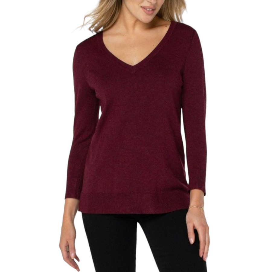 Clothing Liverpool | V-Neck Sweater Mulberry Heather