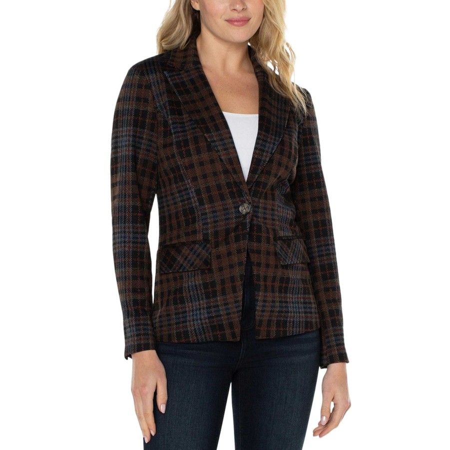 Clothing Liverpool | Black/Brown Plaid Blazer