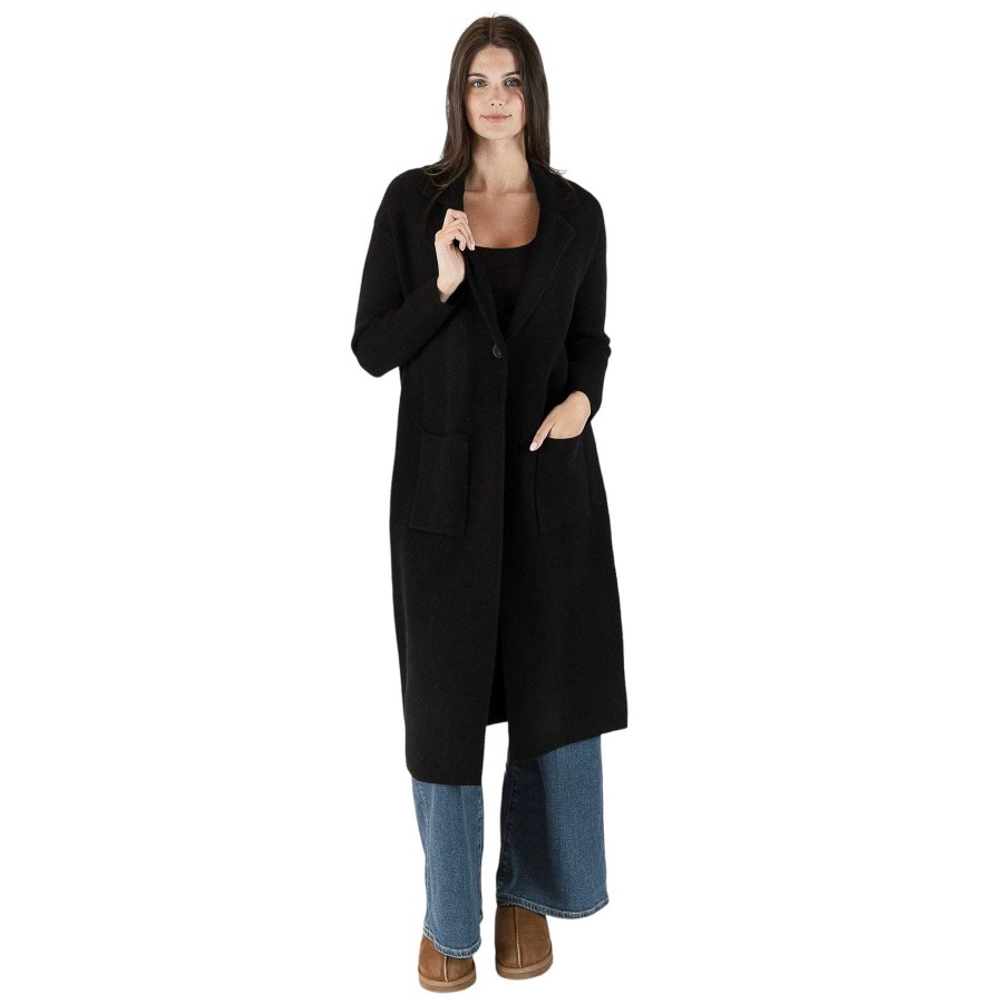 Clothing Lyla u0026 Luxe | Jimmy Long Coat With Pockets In Black