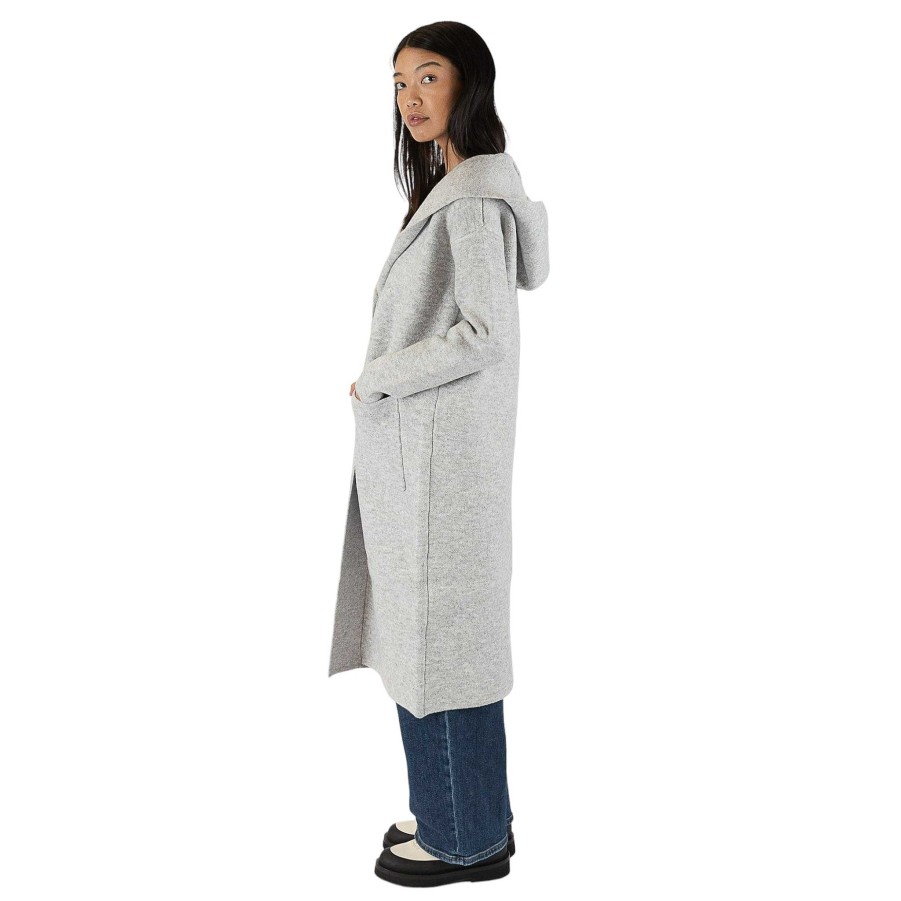 Clothing Lyla u0026 Luxe | Jiminy Long Hooded Sweater Coat With Pockets In Light Grey