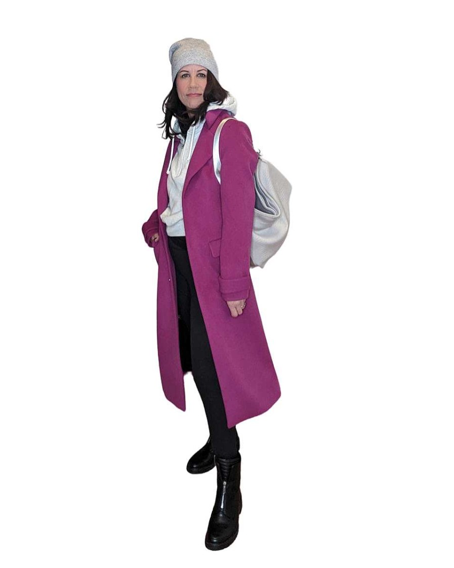 Clothing Noize | Agata Long Vegan Wool Peacoat (Orchid/Fuschia)