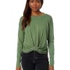 Clothing Bobi | Knot Front Detail Long Sleeve Top In Sprout