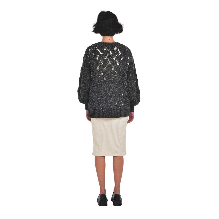 Clothing Paper Label | Lynn Cardigan Sweater In Black Mix Clear Sky Mix