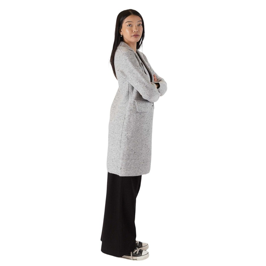 Clothing Lyla u0026 Luxe | Fiona Collared Jacket Sweater With Pockets In Light Grey Light Grey Fleck